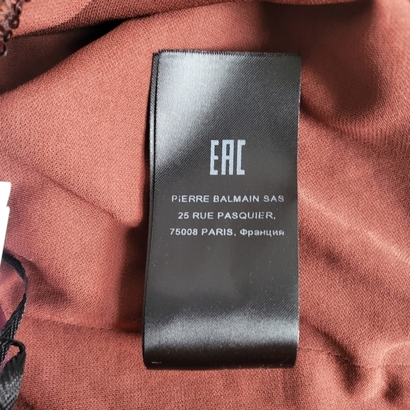 New Balmain Sequin Square Neckline Twisted Strap Brown Cropped Tank Top 12 US - Picture 17 of 17